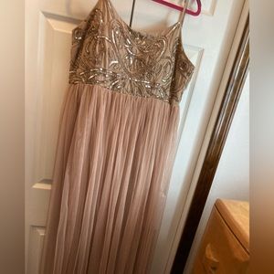 Beige/ pink/ creme sequin detail formal dress